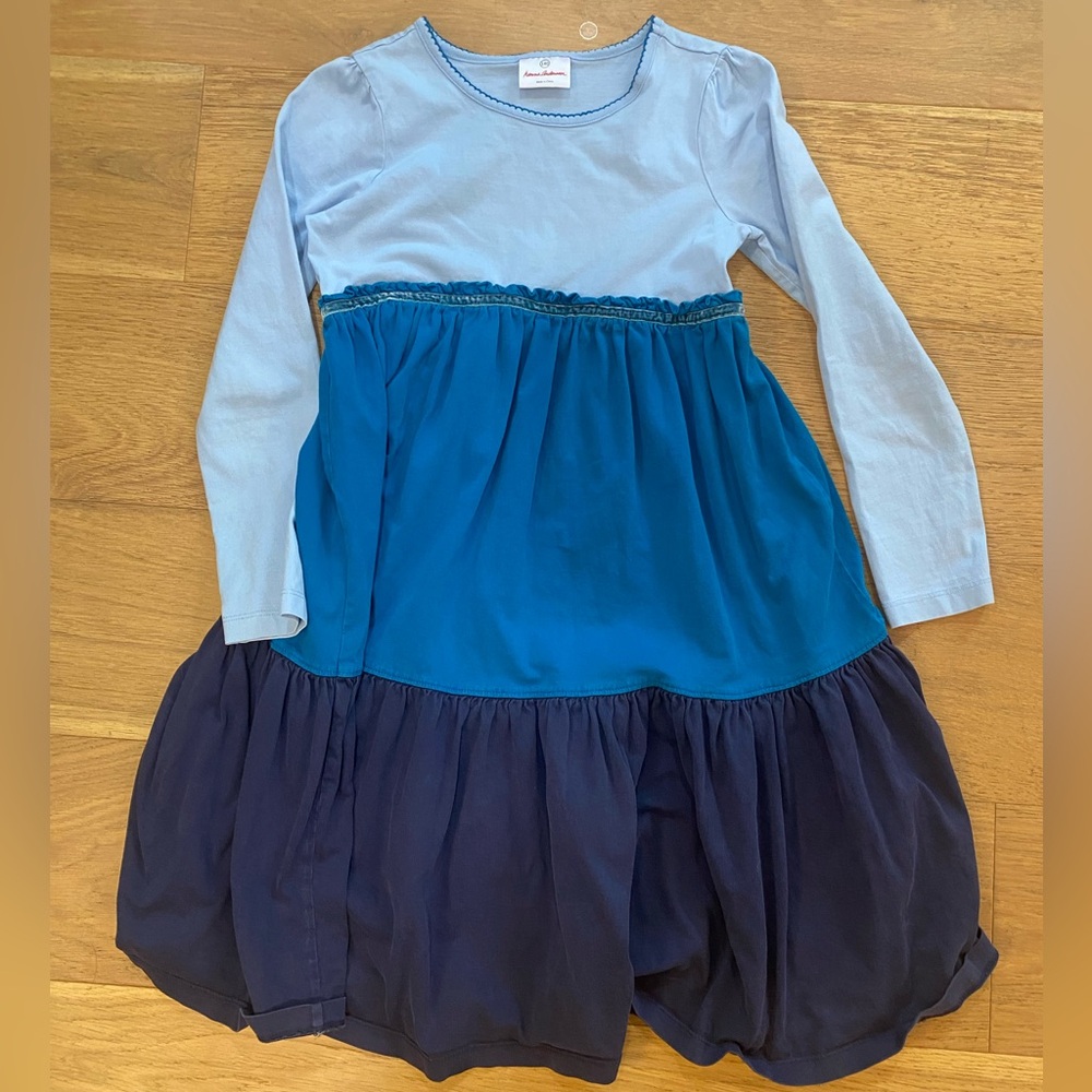 Hanna Andersson Stylish Blue and Navy Girls Dress 8-10 GUC